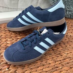 adidas Men's Navy Suede Sneakers with Light Blue Stripes